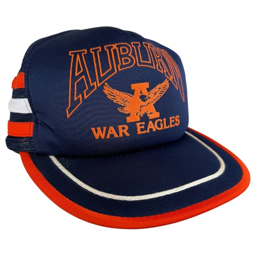 Vintage Auburn‎ Tigers War Eagles Snapback Hat Cap Navy Mesh Trucker 3 Stripes